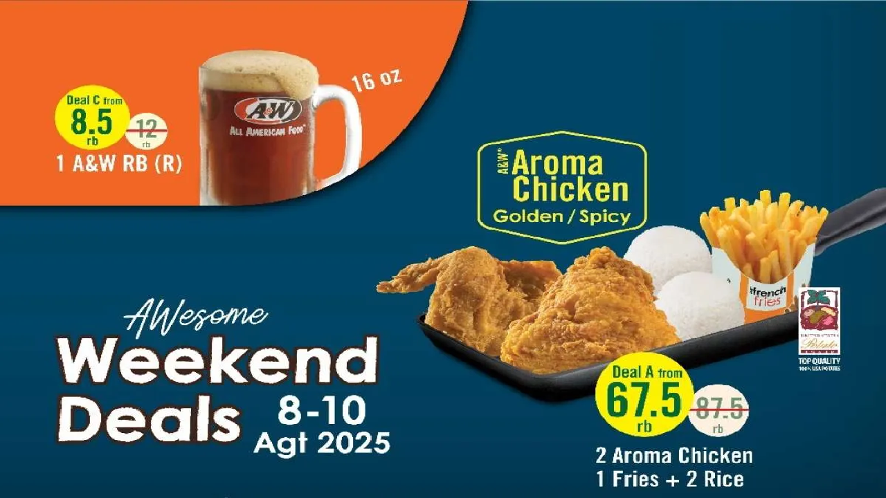 Meriahkan 8.8 Sikat Sekarang Promo A&W: Nikmati Paket Ayam Hemat dan Burger Gratis