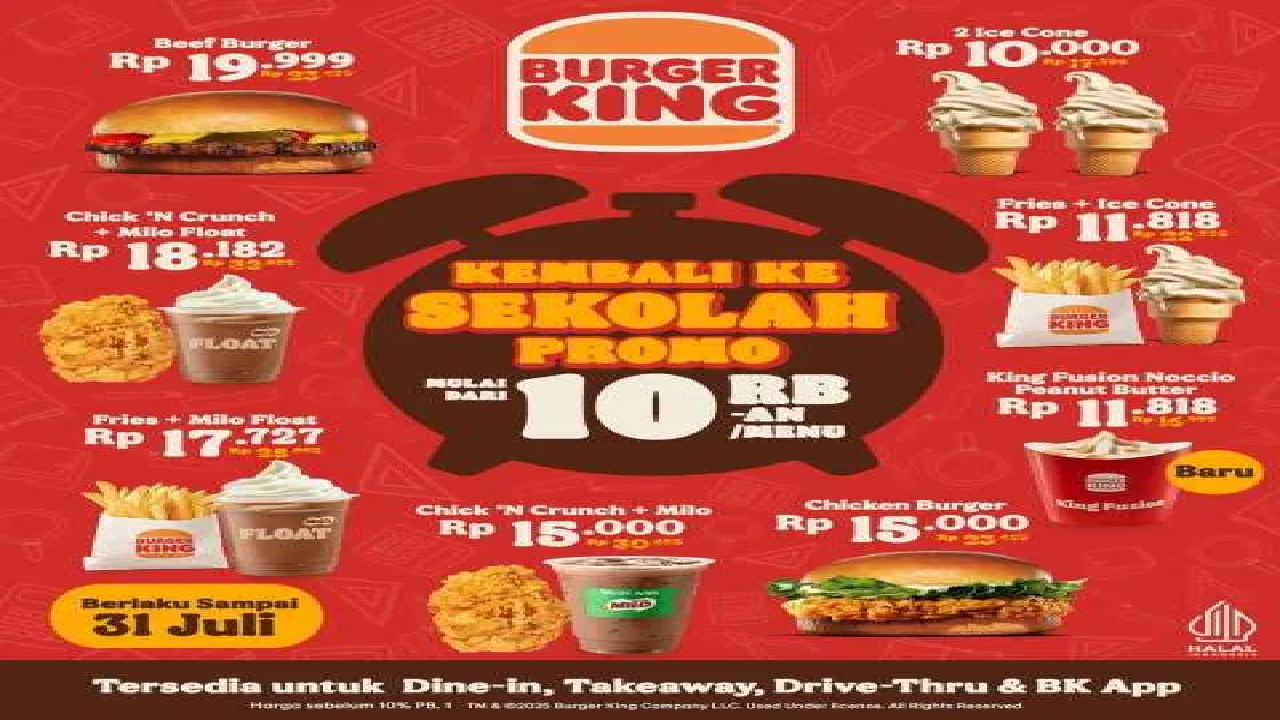 Promo Kembali ke Sekolah Burger King: Ngemil Hemat Mulai Rp 10.000an