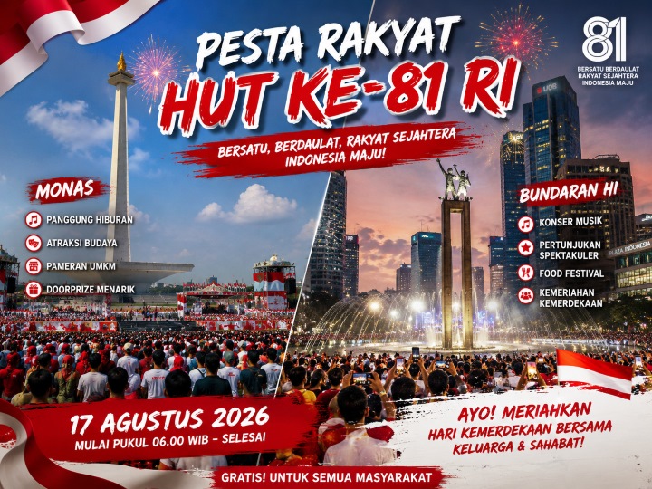 Fakta Pesta Rakyat HUT ke-81 RI: Monas dan Bundaran HI Jadi Pusat Perayaan Pertama Kali