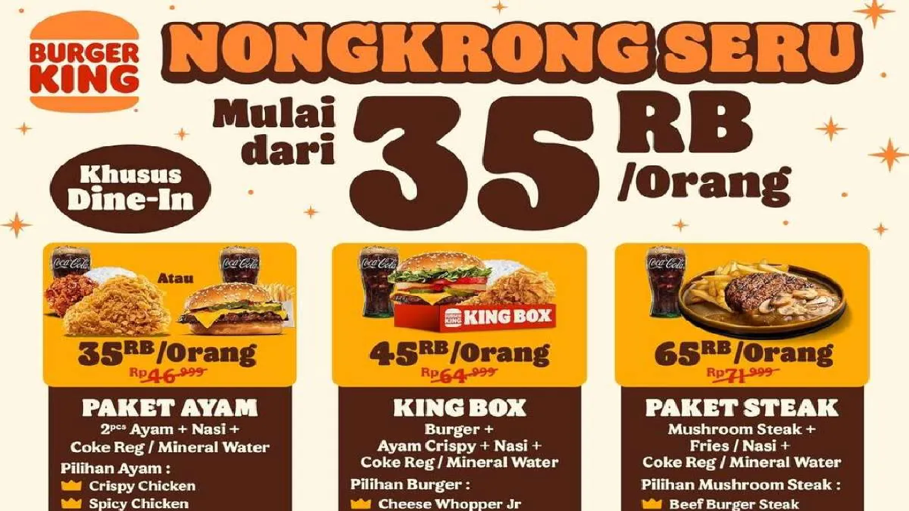Promo Spesial Agustus 2025 Burger King, Ada Diskon Beli 4 Paket Menu Favorit Harga Spesial