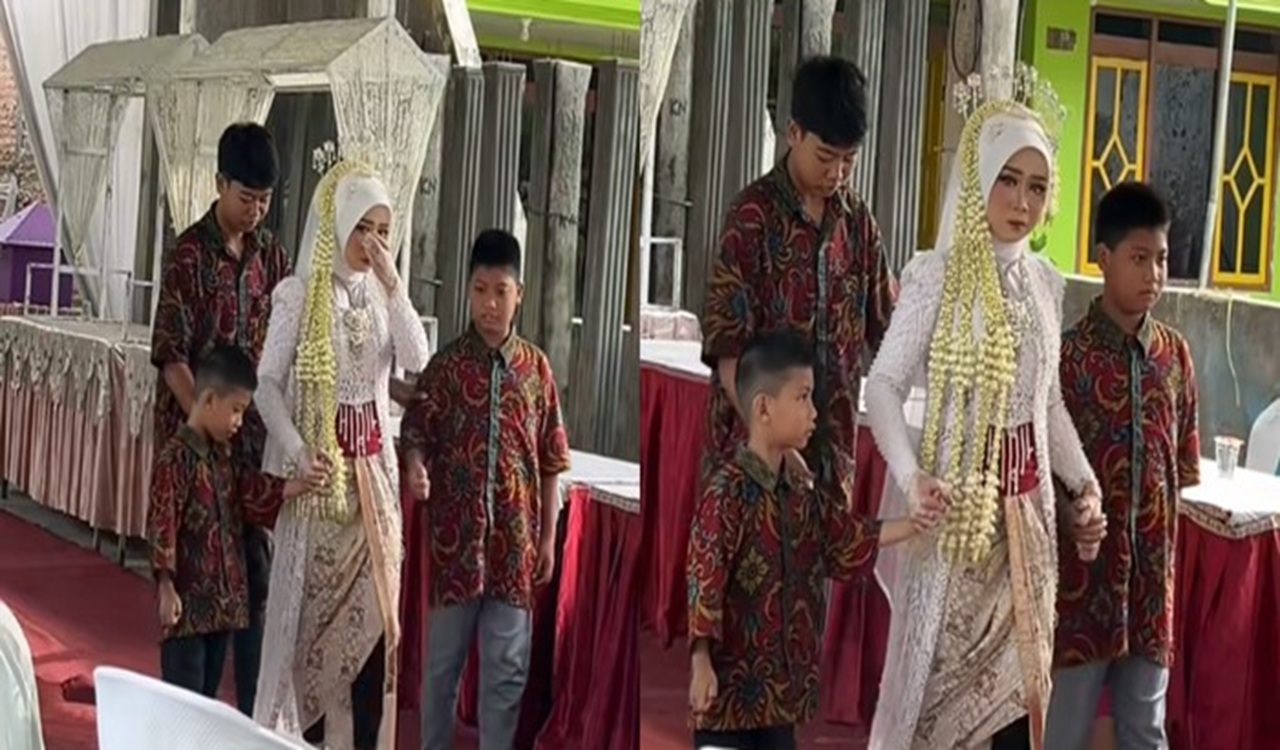 Momen Pernikahan Viral: Pengantin Wanita Digandeng Adik-Adik Kecil Usai Ditinggal Sang Ibu