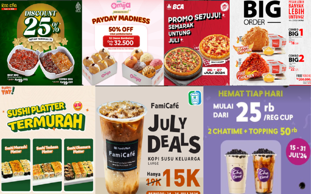 7 Promo Makanan dan Minuman Spesial Gajian Juli 2024: Diskon Menarik untuk Momen Gajianmu