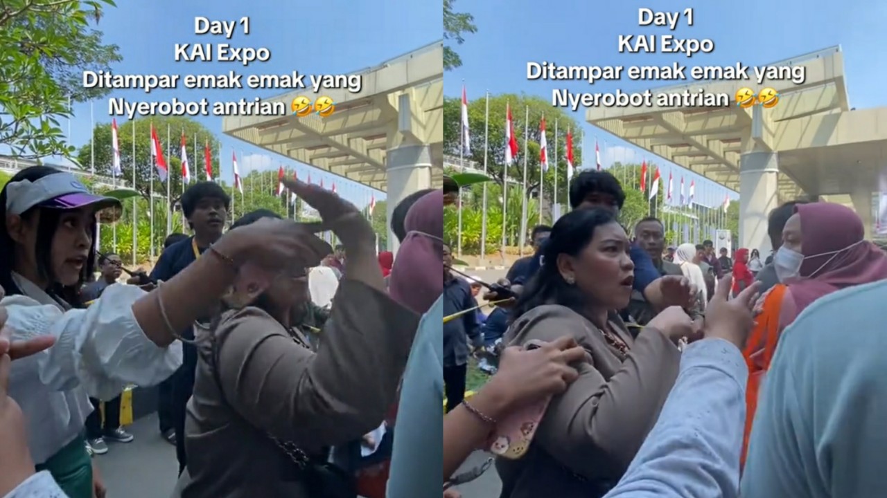 Viral Emak-emak Tampar Pria Diduga Tak Terima Ditegur Usai Serobot Antrean
