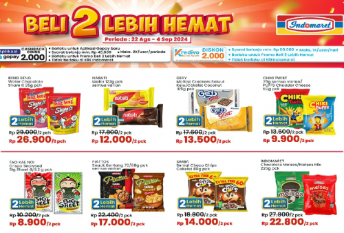 Cek Promo Indomaret 'Beli 2 Lebih Hemat', Mulai dari Camilan Hingga Kebutuhan Pribadi