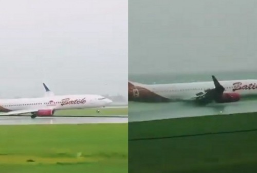 Viral Pesawat Batik Air Mendarat dengan Kondisi Miring, Manajemen Beri Respons