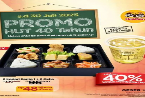 Spesial HUT Hokben ke-40 Ada Promo Via Apps Khusus Juli 2025: Irodori Bento dan Ocha Diskon 40 Persen