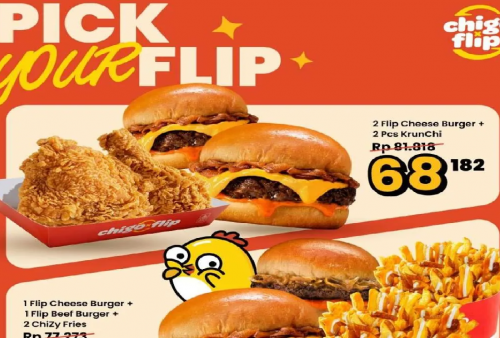Promo Terbaru Chigo x Flip: 2 Flip Cheese Burger + 2 Pcs Krunci Cuma Rp68.000an