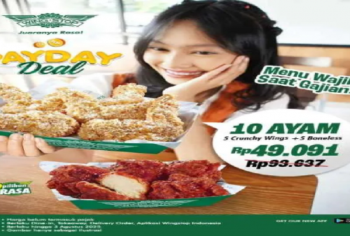 Promo Spesial Pay Day Wingstop 25 Juli 2025: 10 Ayam Goreng Cuma Rp 49.000an