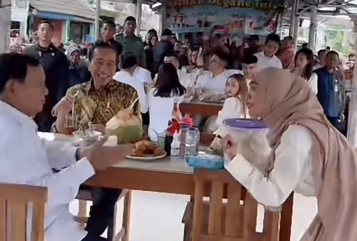 Begini Aksi Ria Ricis Saat Ambil Kerupuk di Meja Makan Jokowi dan Prabowo, Berani Banget!