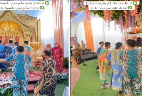 Kocak! Viral Pria Datang Kondangan Pakai Daster Emak-emak: 'Harus Gila Buat Menghibur'