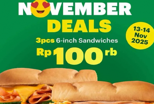 Cuma Dua Hari! Serbu Sekarang Promo Subway: 3 Sandwich 6-inch Rp 100.000