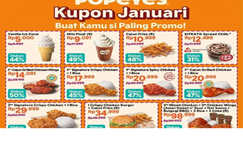 YES! Ada Diskon Terbaru Popeyes: Kupon Januari Potongan Hingga 52 Persen