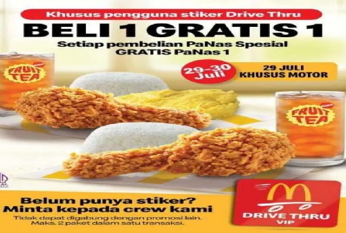 Promo 2 Hari McD Khusus Pengguna Stiker Drive Thru: Beli 1 Gratis 1 Menu PaNas!