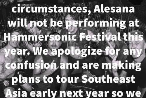 Apology by Alesana! Batal Manggung di Hammersonic 2024. Kenapa Ya?
