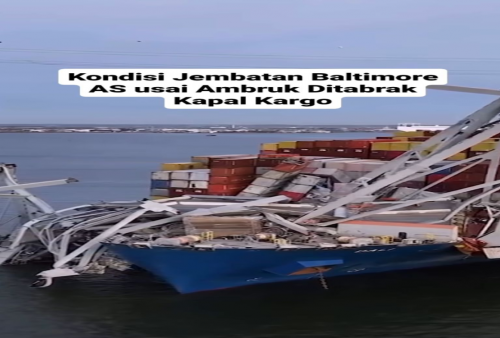 Detik-detik Jembatan Baltimore AS Ambruk Usai Ditabrak Kapal Kargo