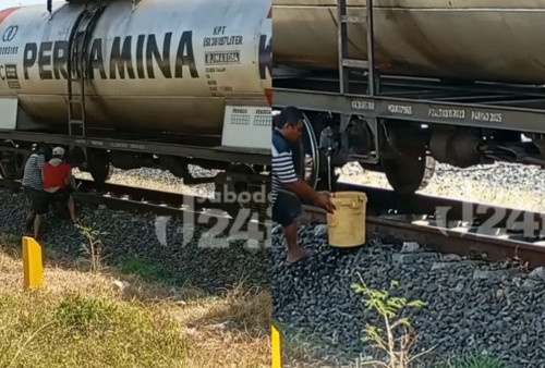 Viral! Sekelompok Orang Nekat Curi Minyak dari Tanki Kereta Api Milik Pertamina