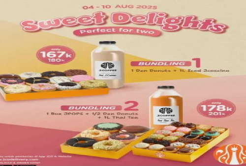 Ambil Sekarang Promo Bundling JCO Sweet Delights Sampai 10 Agustus: Donut + 1 Liter Minuman Harga Spesial