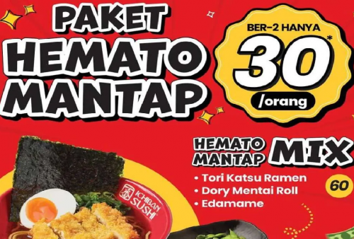 Berlaku Setiap Senin-Jumat Ambil Sekarang Promo Ichiban Sushi: Paket Berdua Cuma Rp 60.000 