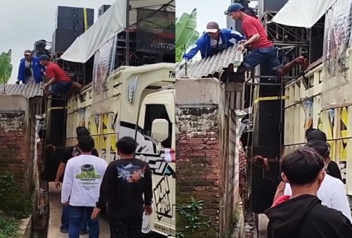 Parah! Atap Rumah Warga Sengaja Dibongkar Agar Truk Sound Horeg Bisa Lewat