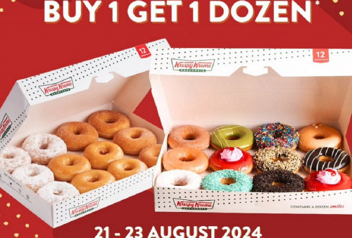 Gokil! Krispy Kreme Adakan Promo Beli 1 Gratis 1 Lusin Donat Hanya Rp 100 Ribuan