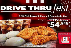 Ambil Promo KFC Rabu 28 Agustus 2024, Drive Thru Fest 3 Ayam+3Nasi+3 Coca Cola Rp 54 Ribuan, Jangan Kelamaan!